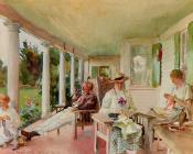 约翰辛格萨金特 - On the Verandah,Ironbound Island, Maine